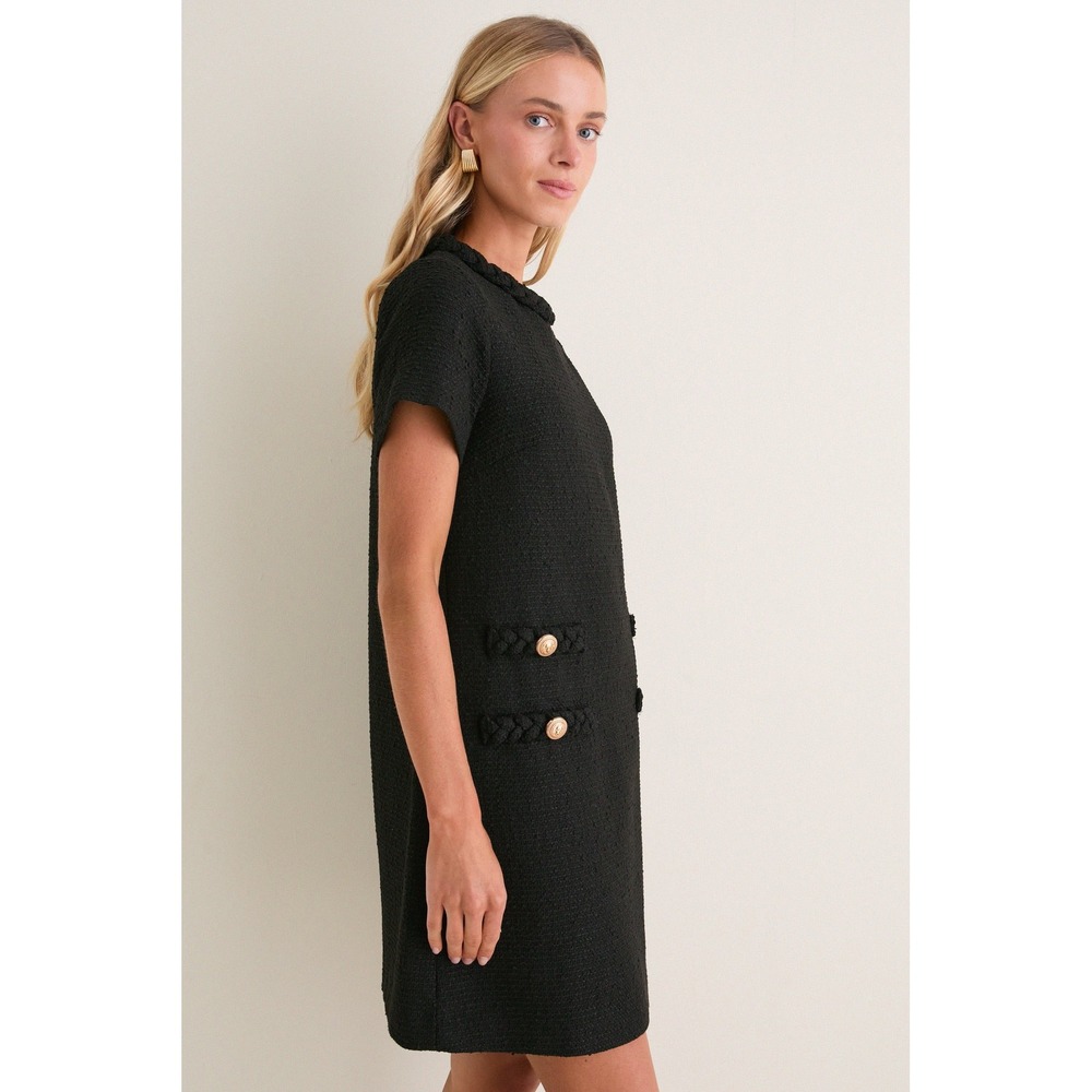 NWT Tuckernuck Black Tweed Jackie Dress Size S Shift Mini Dress 60s Inspired - Picture 2 of 10